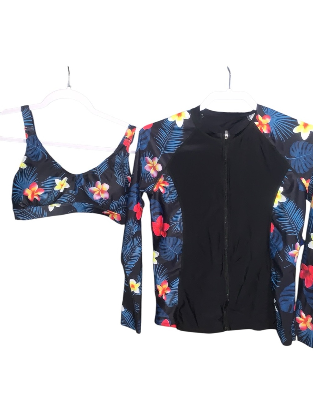 Shekini Floral Print Women’s Swim Jacket and Bikini Top Rashguard